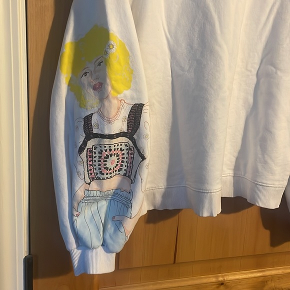 ZARA Blogger Fave Ecru Multi Girls Print Sweatshirt $59.90 EUC S Rare HTF - Picture 8 of 16